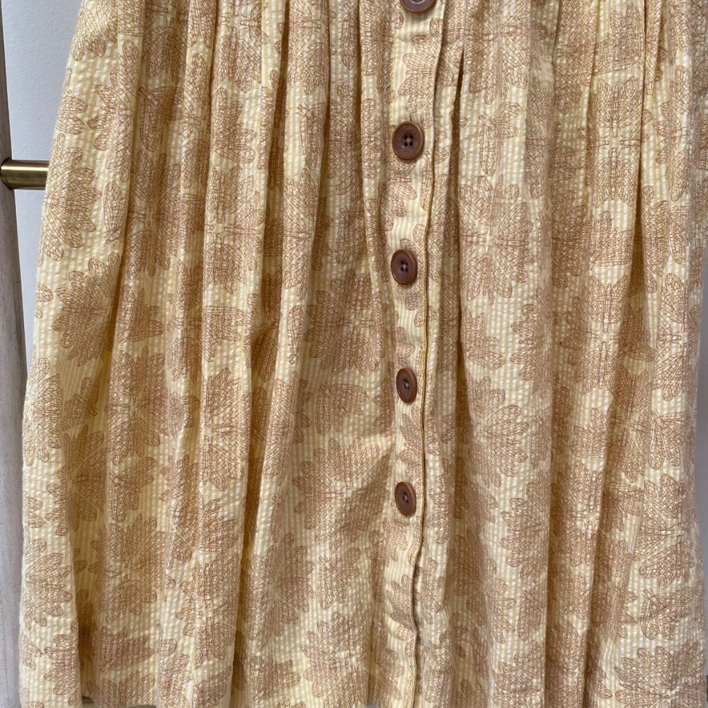 Maeve Anthropologie Yellow Seersucker Cotton Button-Front Dragonfly Dress Sz 00P - Picture 6 of 9